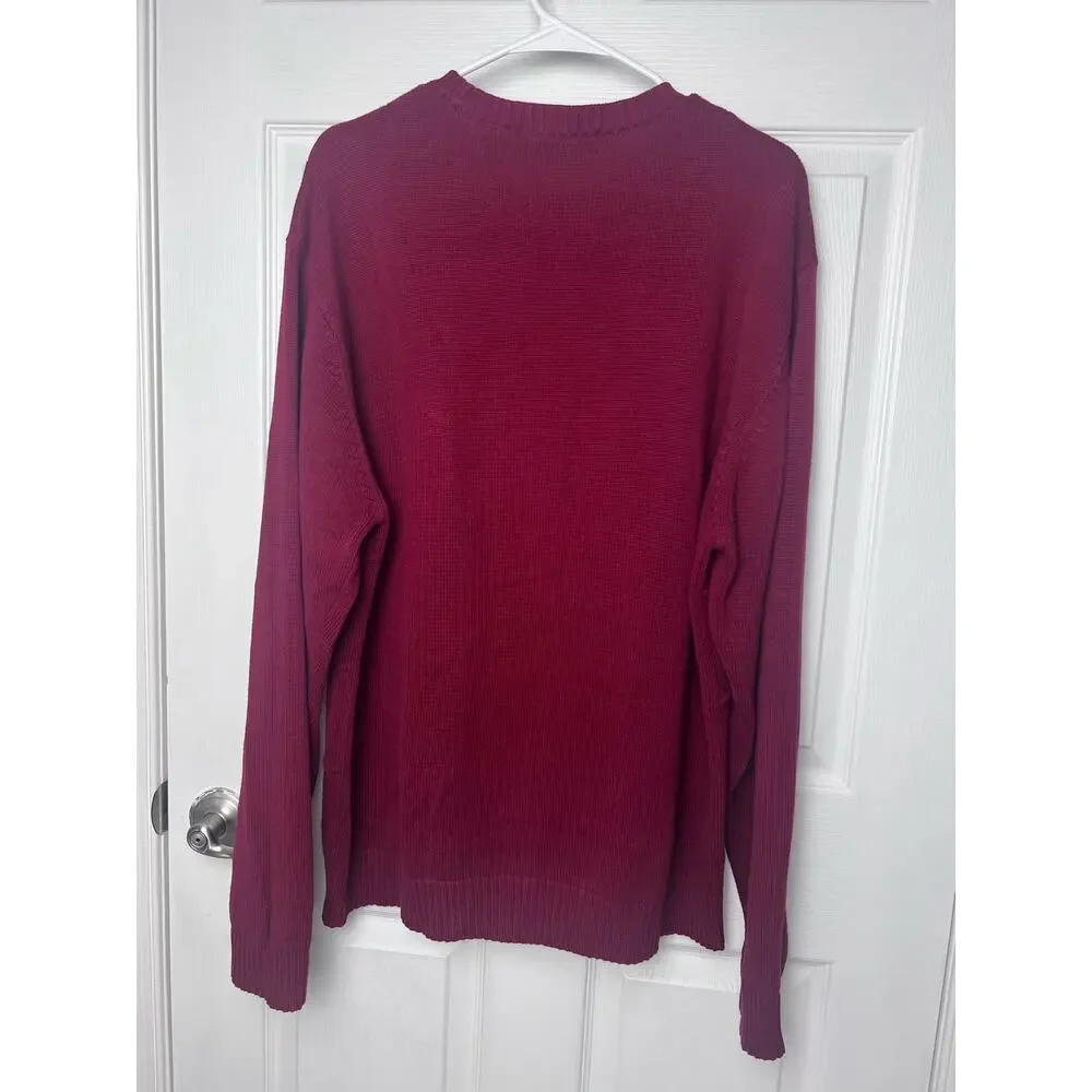 Oscar De La Renta Men's Pullover Sweater 100% Cotton Dark Red Size XXL